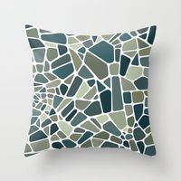 Blue Mosaic Tiles Pattern Throw Pillow