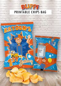 Blippi Birthday Pritnable Chips Bag, This is a digital Blippi birthday printable Chips bag, will be personalized by a professional designer after your purchase, using the info that you wrote at the buyers note when checking out. #blippi #blippibirthday #blippibirthdayprintables #birthdayboy #kidsbirthday #blippiprintables #birthdaygirl