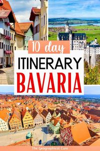 Planning a trip to southern Germany? This is the ultimate 10 day itinerary for visiting beautiful Bavaria Germany. This Bavaria itinerary takes you to the most beautiful towns and must visit destinations in Bavaria. You'll find all the top attractions and best things to do and see in Bavaria in ten days. The big city is Munich, the exciting “city of art and beer.” There are storybook towns dotted around Bavaria like Nuremberg, Wurzburg, Fussen, and the adorable Rothenburg ob der Tauber.