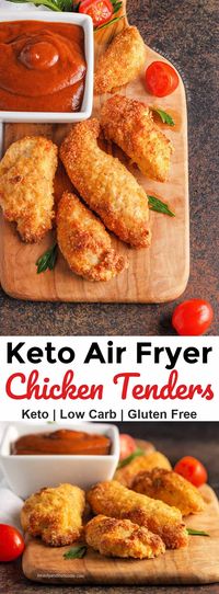 Keto Air Fryer Chicken Tenders- #ketoairfryer #ketochickentenders | Beauty and the Foodie