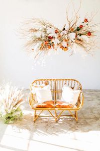 This Bohemian Wedding Theme is Killing It in 2019 - Rattan furniture for cocktail lounge Kir2Ben Pantone #bohemianwedding