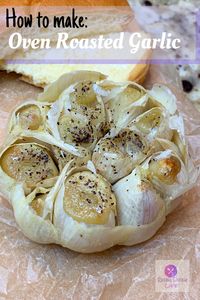 Oven roasted garlic adds a beautiful layer of flavor to any dish. Add the roasted garlic to sauces, stews, mashed potatoes, or serve it as an appetizer to smear on bread or crackers. | Razzle Dazzle Life @razzledazzlelife #roastedgarlic #seasoning #garlic #alfredo #garlicbread #easyrecipe #razzledazzlelife