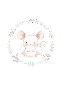 NURSERY Art MOUSE Art Print Nursery Illustration.