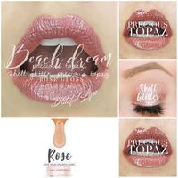 Beach Dream- Precious Topaz, Shell Glitter SS, Precious Topaz LipSense topped with Rose gloss; Distributor #416610