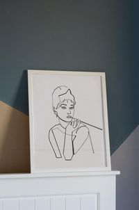 Одна строка портрет Одри Хепберн. Геометрический плакат с Одри | Etsy