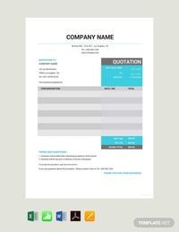 Instantly Download Free Taxi Quotation Template, Sample & Example in PDF, Microsoft Word (DOC), Microsoft Excel (XLS), Apple Pages, Apple Numbers Format. Available in A4 & US Sizes. Quickly Customize. Easily Editable & Printable.