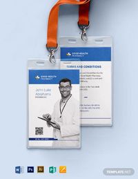 Instantly Download Pharmacy ID Card Template, Sample & Example in Microsoft Word (DOC), Adobe Photoshop (PSD), Adobe InDesign (INDD & IDML), Apple Pages, Microsoft Publisher, Adobe Illustrator (AI) Format. Available in 2.13x3.39 inches + Bleed. Quickly Customize. Easily Editable & Printable.