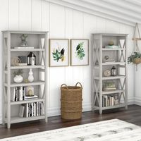 Buy KWS046LW 5 Shelf Bookcase Set Linen White Oak from CasaOne furniture store to furnish your space. Free Shipping! Dimensions (inches): 12.64W * 65.98H * 31.73D Material: Oak