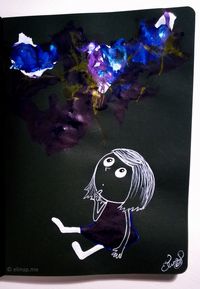 Blue Doodles & Mira(cle)Doodles drawn with ink on paper by elinap - © Elina Puohiniemi