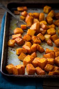 Roasted Butternut Squash with Smoked Paprika and Tumeric Recipe only 10 mintes of effort, gluten free, vegan and paleo on healthyseasonalrecipes.com