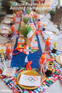 Everything you need to throw the best Olympic party! Includes free printables and Olympic party games, decor, dessert bar, and other ideas to make your party a gold medal winner! | Olympic Party Ideas