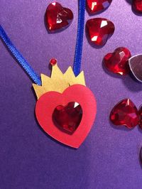 10 Disney Descendants Inspired Evie Crown Heart Necklace With Gems Party Favors, Descendants Party Favor: