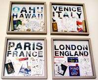 Great way to show off little mementos from trips.