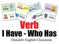 This Verb I Have/Who Has activity is a great ESL game for reading, listening, and speaking! The 75 verbs & images in this activity are divided into 3 twenty-five word groups with the last group including phrasal verbs. Each group has two game templates.
