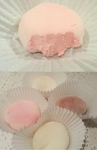 Homemade Mochi Ice Cream-So easy and delicious!-Hint: Bonus points if you have Neapolitan ice cream on hand-three different flavours! Mochi Ice Cream-3.5 tbsp 50 grams mochiko (sweet rice) flour* 7tbsp 100 grams sugar, 100 ml water Cornstarch. Flour and water together 1 tbs at at time, add in sugar when 1 is combined. Microwave high, 2 mins, half power 1 min. Coat with A LOT of flour on a cutting board spread out by hand after cooling in the fridge-10 mins.