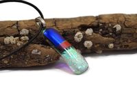 Dichroic Fused Glass Pendant Necklace, Star Burst, Change Color, Boho, Jewelry, Woman's Gift, Blue Red Green Pink, Shimmer, Causal Wear, Art