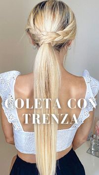 Dándole un rollo diferente a la coleta con este peinado súper fácil trenzado. También perfecto como peinado de invitada para bodas, bautizos o graduaciones.