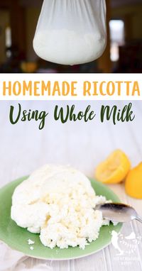 Making homemade ricotta cheese using whole milk is quick and simple. The curds are soft & squeaky, salty & buttery. So good you will eat them by the spoonful!