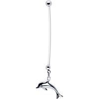 Stainless Steel Dolphin Pregnant Belly Ring (The charms are nickel & lead free! It won't irritate your tummy.) | Navel piercing pregnancy retainers.