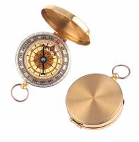 Personalized Classic Brass Pocket Watch Style Compass This pocket watch style compass is a great item to add to your personal collection, or to give as gift to friends and loved ones who are ardent collectors of anything vintage and aesthetic. The brass case opens to reveal a magnetic compass inside. It has a luminous dial that glows in the dark to help navigate in the dark. Have it personalized with an engraving on the cover up to 3 lines of 20 characters each at no added cost.