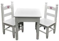 The Queen's Treasures White Wooden Square Kitchen Table & Two Chairs for 18" Dolls