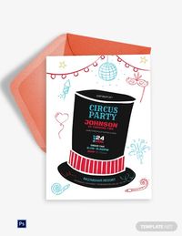 Instantly Download Birthday Circus Party Invitation Template, Sample & Example in Adobe Photoshop (PSD) Format. Quickly Customize. Easily Editable & Printable.