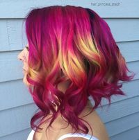 Magenta Bob With Yellow Pieces