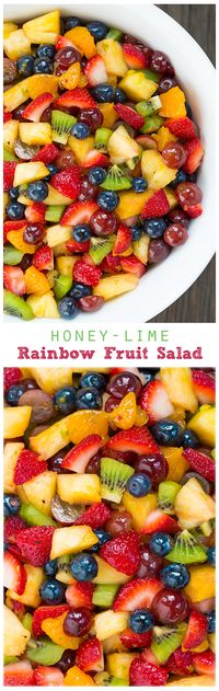 Honey Lime Rainbow Fruit Salad - this fruit salad was AMAZING! Love that it doesn't use a heavy dressing so you can actually taste the fruit.