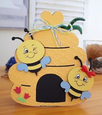 The inspiration for the card with the bees is from a card I saw made on you tube. Made with Create A Critter Cricut cartridge ...
