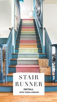 Tasha Agruso effortlessly transforms her stairs using our Watercolor Horizon handwoven cotton rug. Shop Stair Runner Rugs