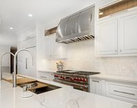 White Kitchen Design with The Galley Workstation. #kitchen #kitchendesign #whitekitchen #kitchenideas