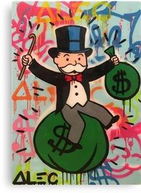 Alec Monopoly Painting Of Monopoly Man Canvas Print