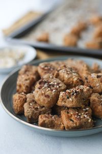Baked Tofu Nuggets with Everything Bagel Spice (Vegan)