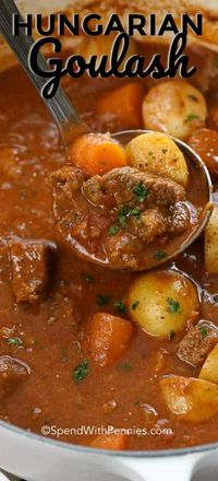 Hungarian goulash is the best comfort food you will make all winter. My house has never smelled better! #spendwithpennies #goulash #soup #stew #hungariangoulash #comfortfood