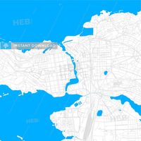 Bright vector map of Tampere, Finland with fine tuning between road and water. Use this map as a background for your company or as a high-quality interior design. The PDF vector version of this map is... ... #map #download #stockimage #PDF #printable #openstreetmap #two-toned #background #vector #hebstreit