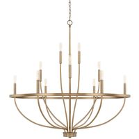 The Greyson Chandelier brings clean vine-like lines to a variety of interior spaces. The curved frame is finished in Aged Brass, Matte Black, Chrome, Brushed Nickel, or Bronze. Available in 8 and 12 light options. Use with a variety of candelabra base bulbs to change up the look. Canopy: 5 inch diameter. UL listed.