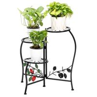 Artisasset Paint Painted Blade Shape 3 Blocks Plant Stand Black - Overstock - 33648401