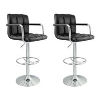 Hexagrid PU Height Adjustable Bar Stool with Arms Foam padded cushions back and seat provide extra comfort Height adjustable and 360 degree swivel SKU: ap5542a-bk-2 #BarStools #CounterHeightStools #BarStoolCanada #ComfyBarStools