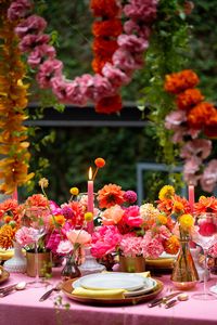 Ultra colorful wedding design inspired by Indian floral garlands and Day of the Dead | Wedding & Party Ideas | 100 Layer Cake