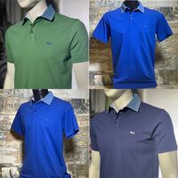 Harmont & Blaine polo a manica corta Uomo, ideale per un look casual chic, questa polo è realizzata in piquet di pregiato cotone con colletto denim. Chiusura a tre bottoni. Il classico Bassotto ricamato arricchisce il lato sinistro del torace.