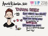 Great #wip2018 presentation on taking risks by @amandarich01. #sketchnotes