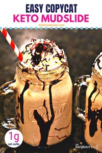 A keto-friendly and low carb remake to a frozen mudslide dessert drink that includes vanilla ice cream. This version has no sugar added and a rich chocolate taste. Tips to make an adult-only version are included. Keep this low carb by using the recommended chocolate drizzle syrup #ketorecipes #ketodessert #copycatrecipes #drinks #lowcarbrecipes #dessertideas #chocolate