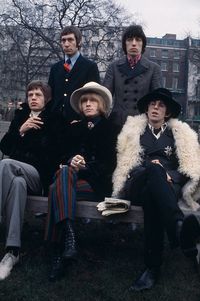 The Rolling Stones pictured together for a press call in Green Park, London on 11th January 1967. Clockwise from top left: Charlie Watts, Bill Wyman, Keith Richards, Brian Jones and Mick Jagger. (Photo by Rolls Press/Popperfoto/Getty Images)