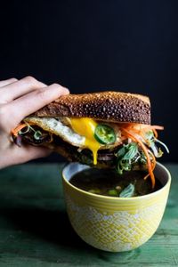 Short Rib Pho French Dip Banh Mi with Thai Basil Chimichurri.-1