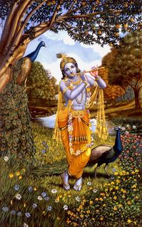 Raman playing the flute, spiritual art, Vedic art, oil painting, figures painting, realism, classical, Krishna, classical, peacock, | Dominique Amendola Figures Painting and Spiritual Fine Art