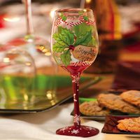 Cypress Happy Holidays Hand Painted Wine Glass | Wayfair