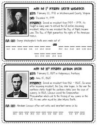Presidents Day Fun Fact Freebie