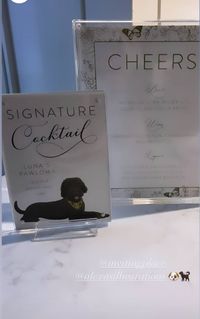 Watercolor Pet on signature cocktail menu by @alexasillustrations Tulsa wedding artist #alexasillustrations wedding reception bar art