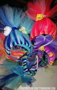 DIY Tulle Troll Headbands for kids to wear! Cute craft or party favors for birthdays!