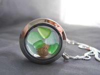 Porthole sea glass locket in green
